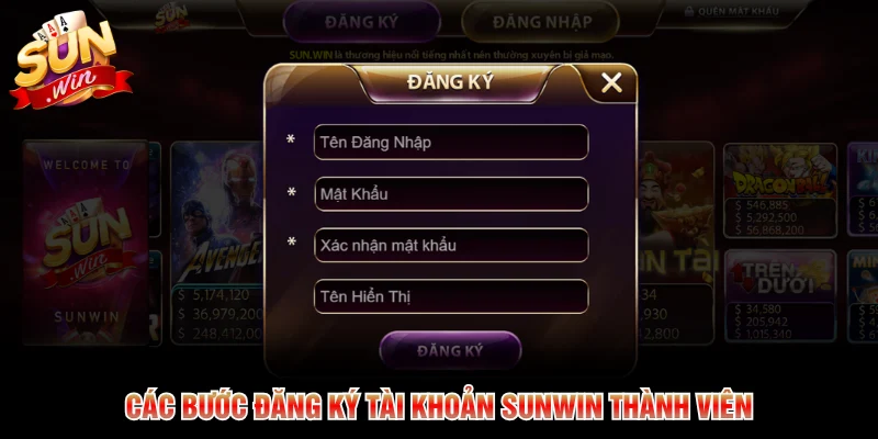 Các bước đăng ký tài khoản Sunwin thành viên